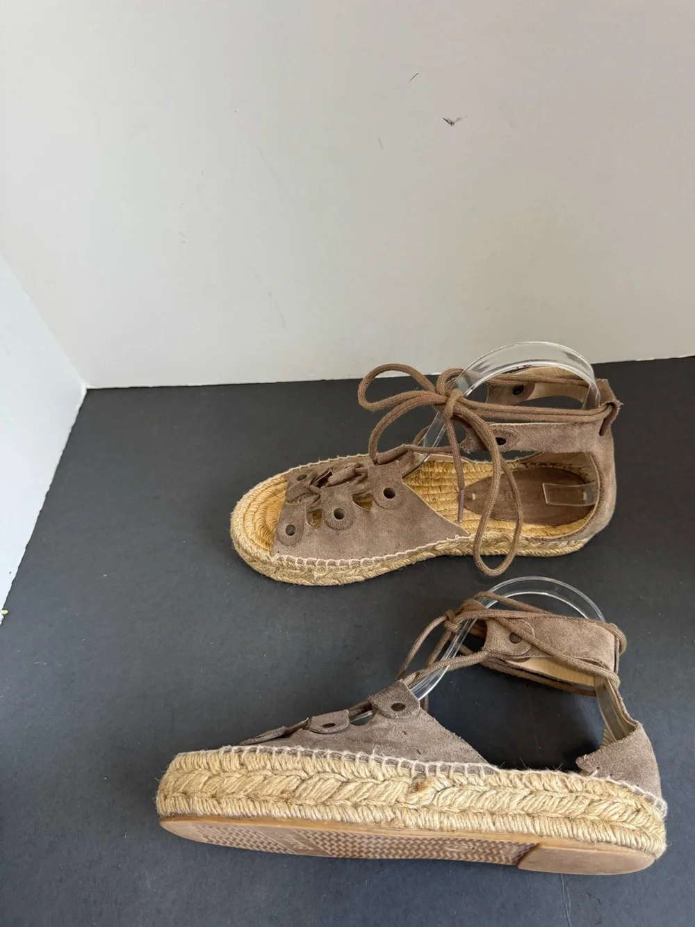 Soludos Ghillie Suede Platform Espadrille Leather Sandals size 6